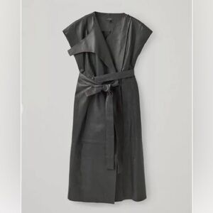 COS dark green/almost black Belted Leather Dress, size 8
